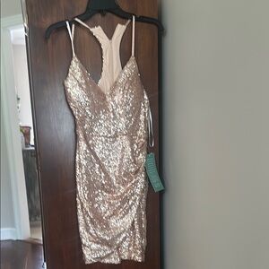 Aidan Mattox Gold Backless Dress